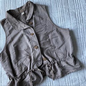 Tan vest with cinched waist